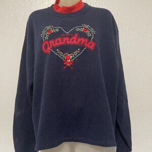 Vintage Pleasant Shade Grandma Very Special Heart Flower Nature Sweatshirt L